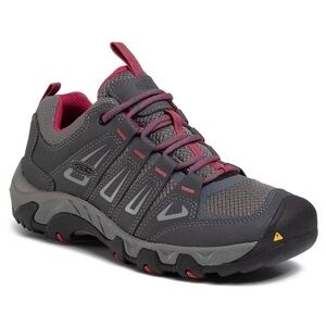 KEEN Hiking Shoes Women's Size 6.5 US Grey Pink OakRidge‎ Sneakers Leather Mesh